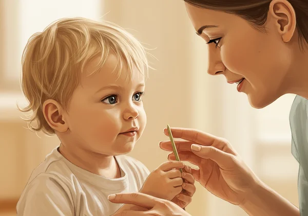 Child looking at a therapist with subtle social differences.