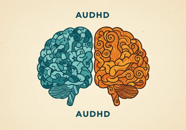 Abstract art of two overlapping brain patterns