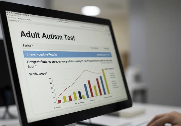 Person viewing a positive online autism test score on screen