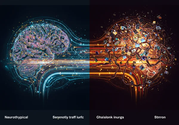 Abstract illustration of brain's sensory overload traffic