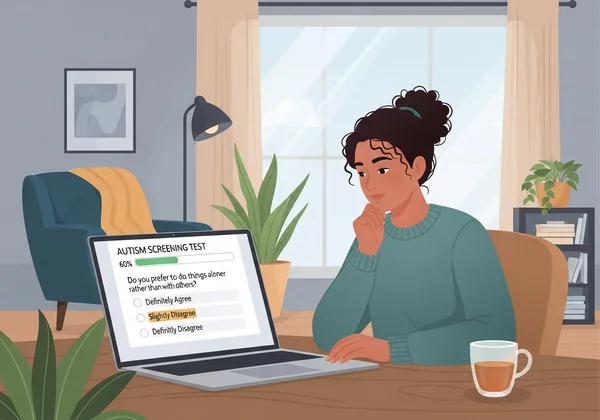 Adult taking an online autism screening test