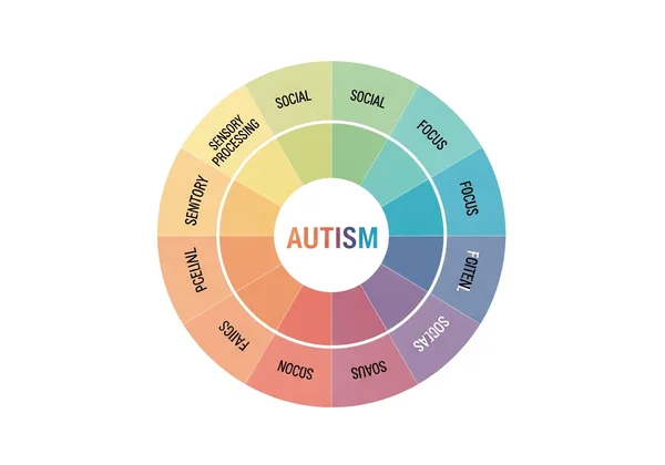 Ilustración de la rueda de colores del espectro autista