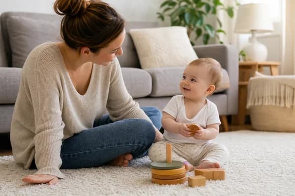Parent observing baby's social smile