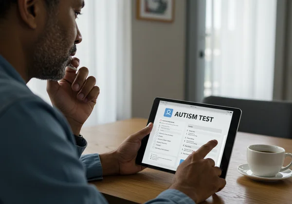 Person taking an online autism screening test